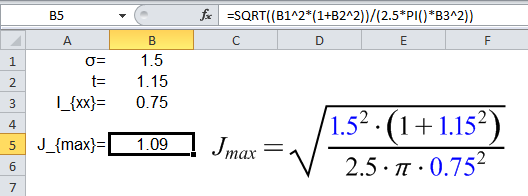 =SQRT((B1^2*(1+B2^2))/(2.5*PI()*B3^2))